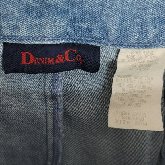 Denim & Co. Jean Maxi Skirt Blue 22W Flat Front Elastic Pockets Slit Zip VTG NWT - Picture 6 of 9